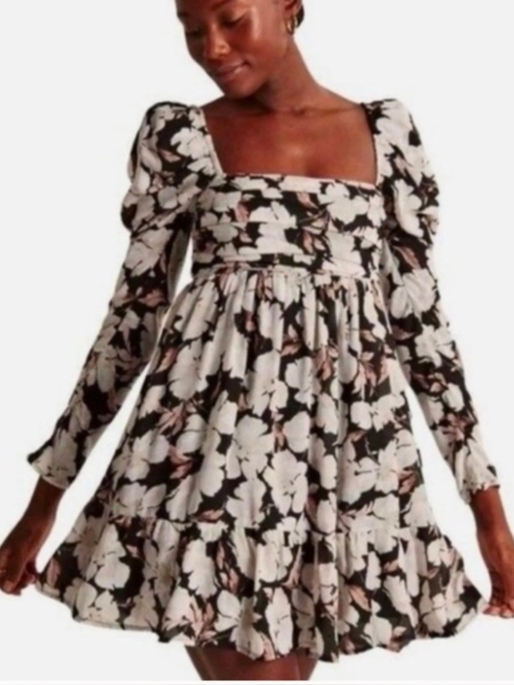 Abercrombie Emerson Mini Dress, Black Floral, Small